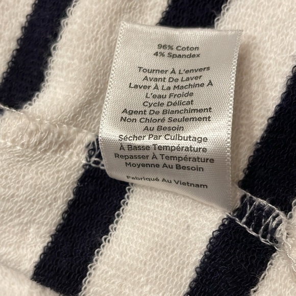 Talbots striped sweatshirt navy blue white cotton kangaroo pocket pullover X - Picture 7 of 10